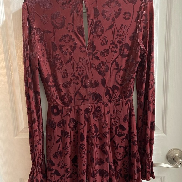 Lush Burgundy Floral Long-sleeve Romper - Picture 2 of 4